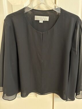 Tahari Black Sheer Chiffon Overlay Blouse